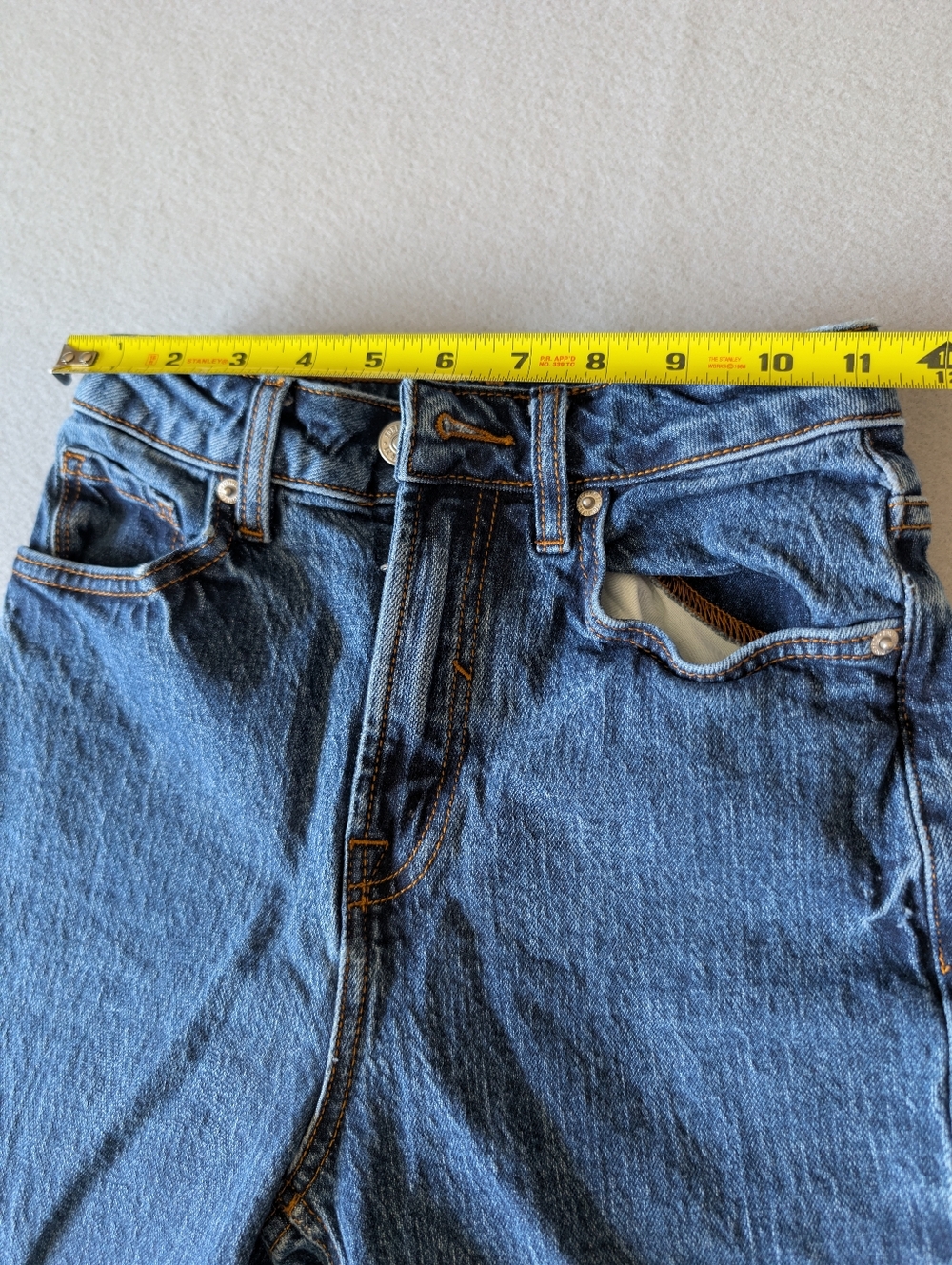 Classic High Waist Straight Blue Jeans Denim 99% Cotton 24" Cowgirl Minimalist image 6
